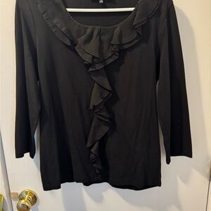 Jones New York Black Ruffled Blouse